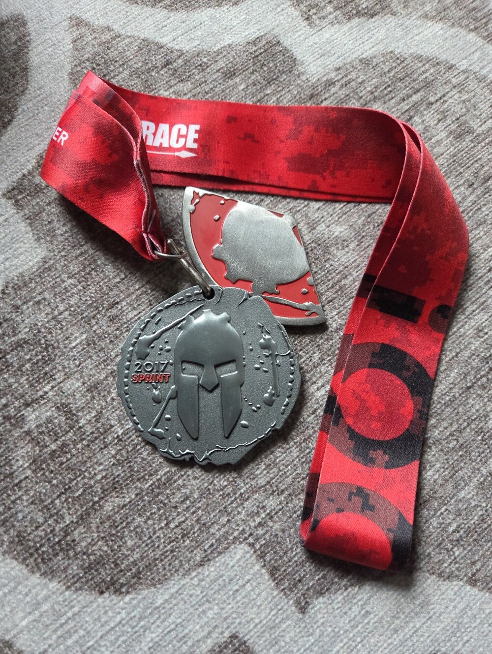 Spartan Sprint Finisher Medal with Wedge - Red Ribbon